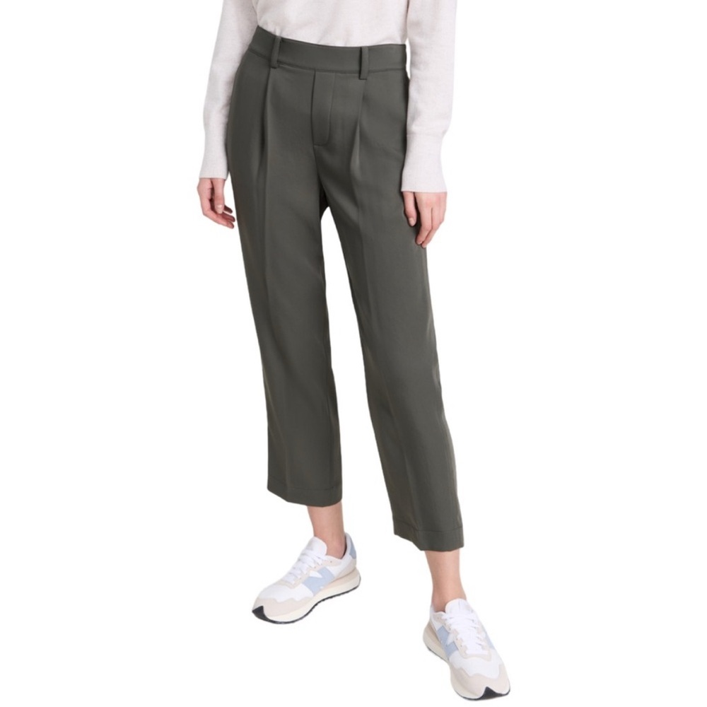Vince Pants Womens Medium Silver High Rise Pull on Pleated Straight Cropped